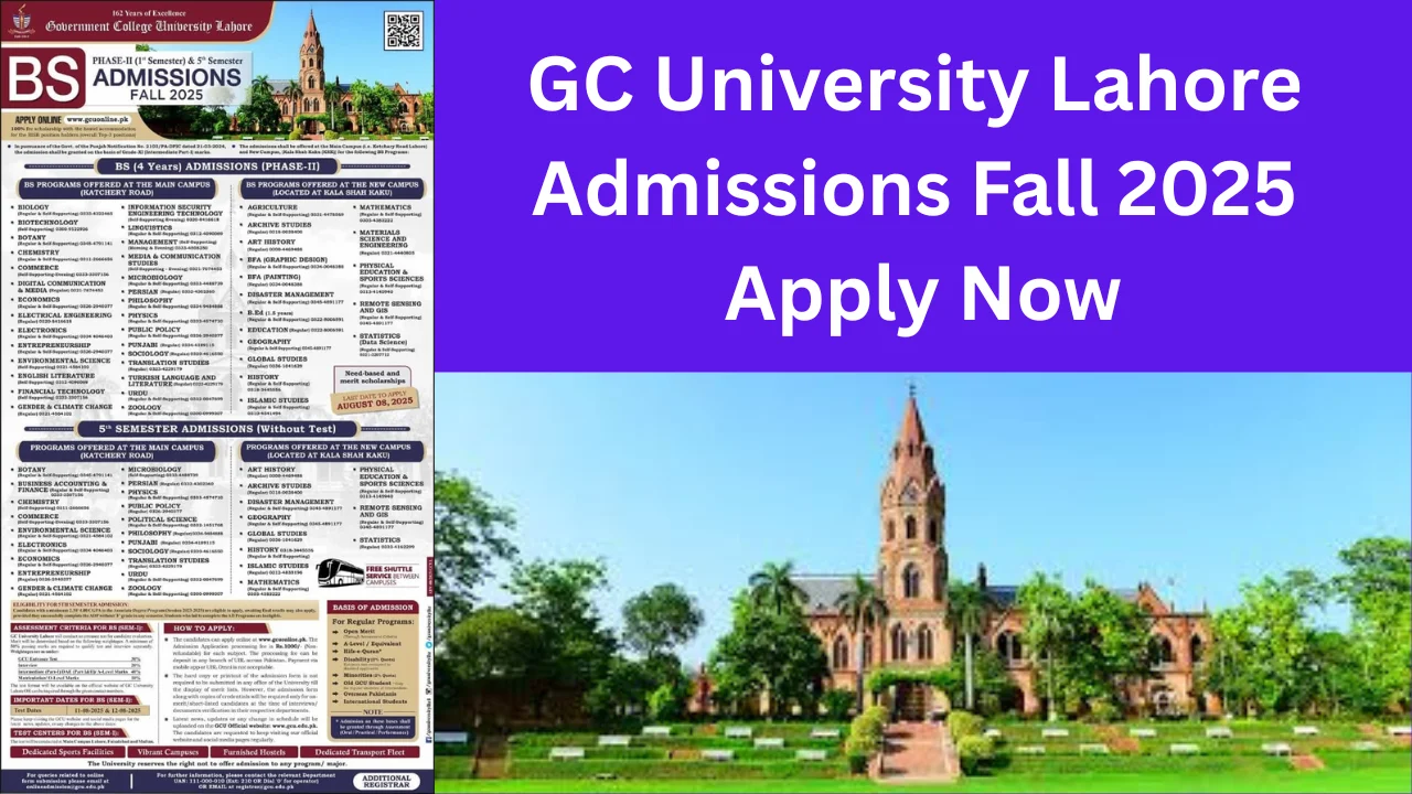 GC University Lahore Admissions Fall 2025