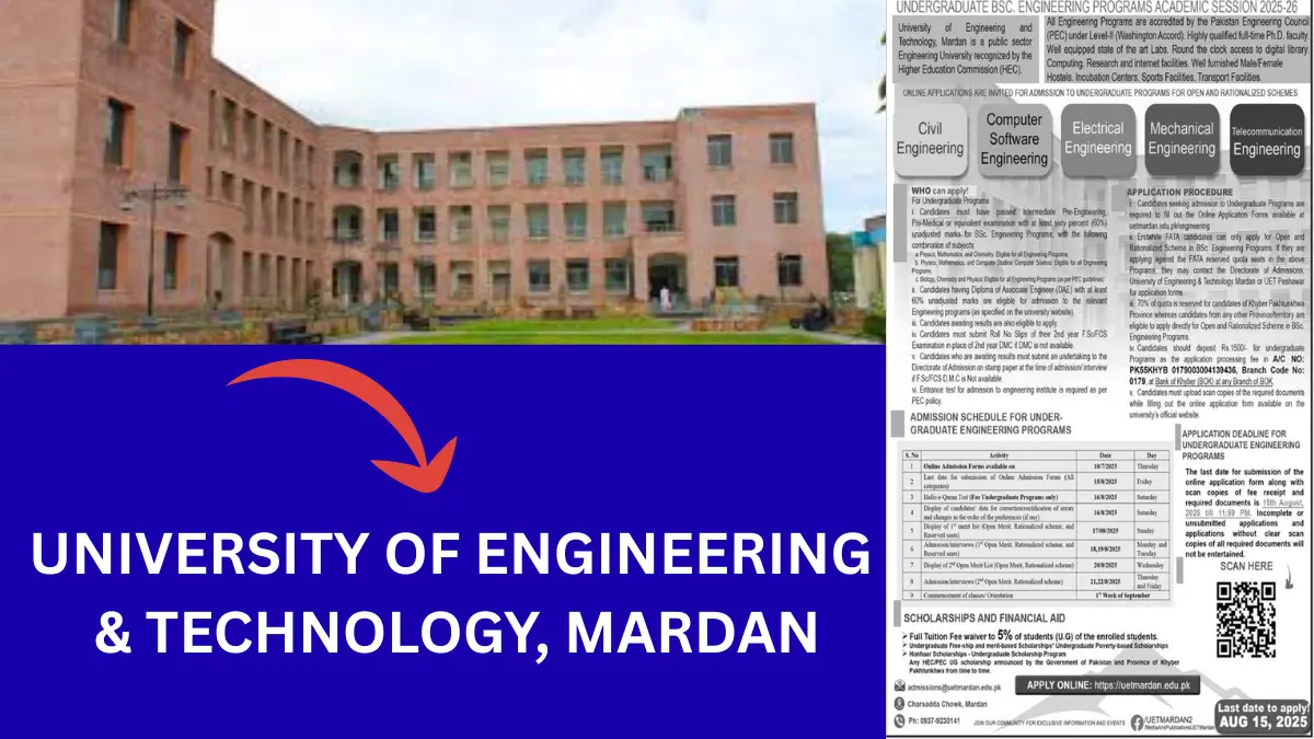 Admissions Open at University of Engineering & Technology
