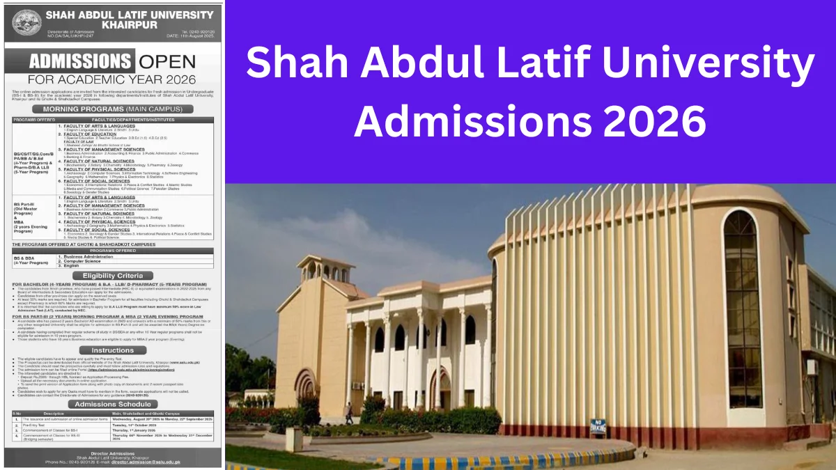 Shah Abdul Latif University Admissions 2026: Apply Now for BS, BBA & MBA Programs