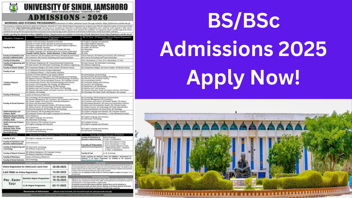 BS BSc Admissions 2025 at University of Sindh – Apply Now!