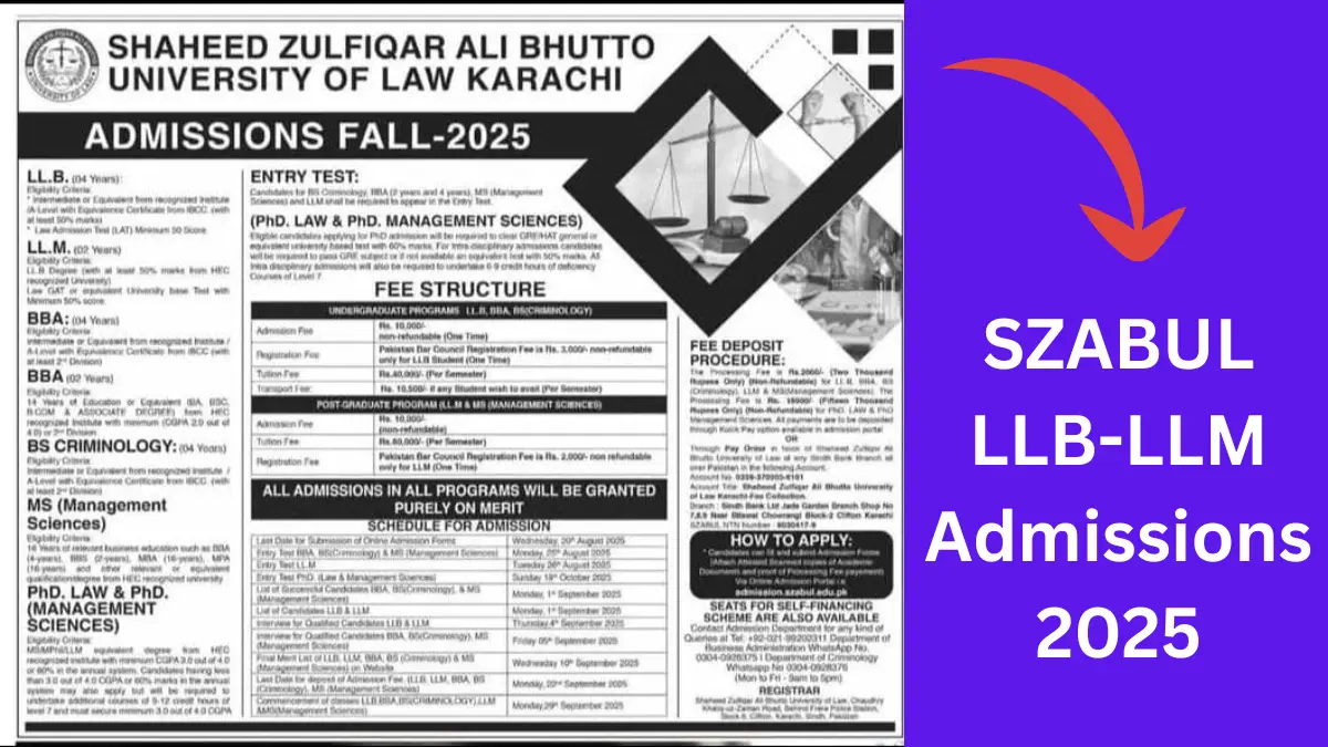 SZABUL Karachi Admissions 2025