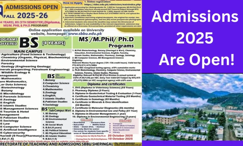 Admissions 2025 Open at Shaheed Benazir Bhutto University, Sheringal (SBBU) Admissions 2025 Open at Shaheed Benazir Bhutto University, Sheringal (SBBU)
